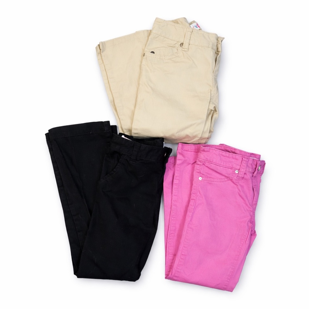 Girls Size 8 Jeans Bundle Lot of 3 Roxy Joe’s Old Navy Pink Black Khaki